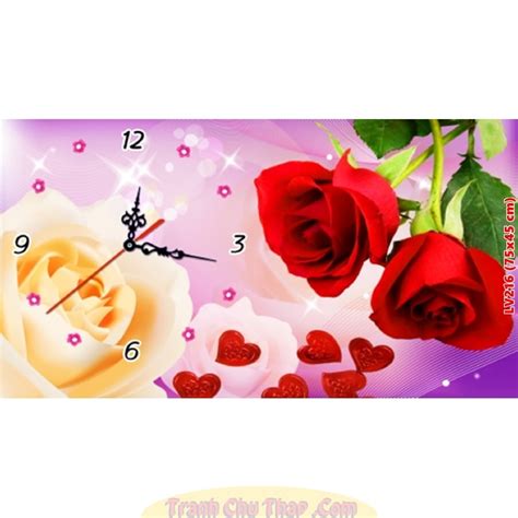 tranh dinh da dong ho hoa hong  kich thuoc nho  cm lv