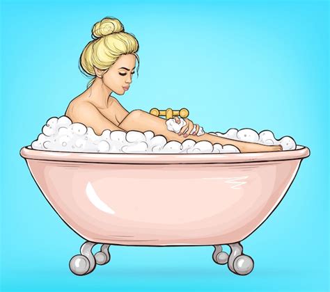 Mulher Tomando Banho Desenho - Mulher tomando banho com vetor de desenhos animados de espuma | Vetor ...