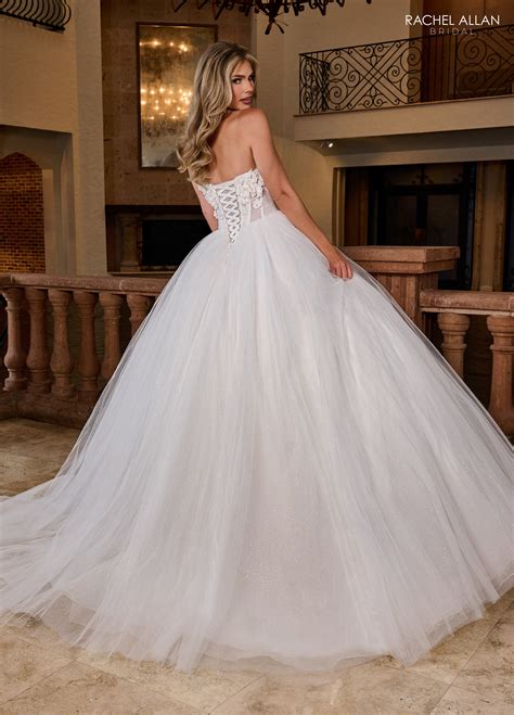 Ivory Rachel Allan RB6160 Long Glitter Pleated Wedding Dress - Wedding