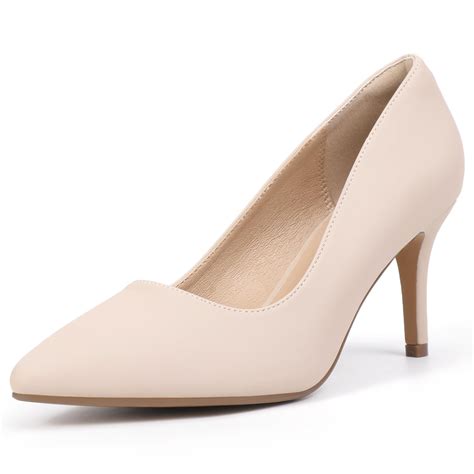 IDIFU Nude High Heels Pumps Closed Toe Heels Women's Pumps Stiletto