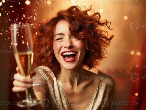 Woman attending a New Year Eve party in an elegant gown AI Generative