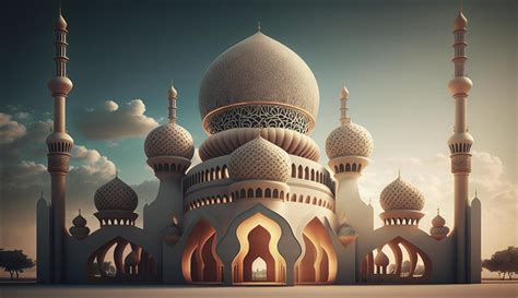 illustration of amazing architecture design of muslim mosque ramadan
