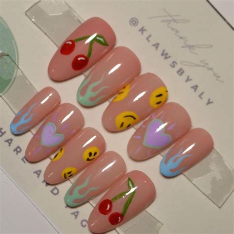 A 90s Nail Set | Retro nails, Long acrylic nails, Classy acrylic nails