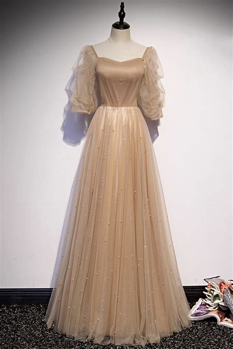 Cute Tulle Beads Long A Line Prom Dress Evening Dress on Luulla