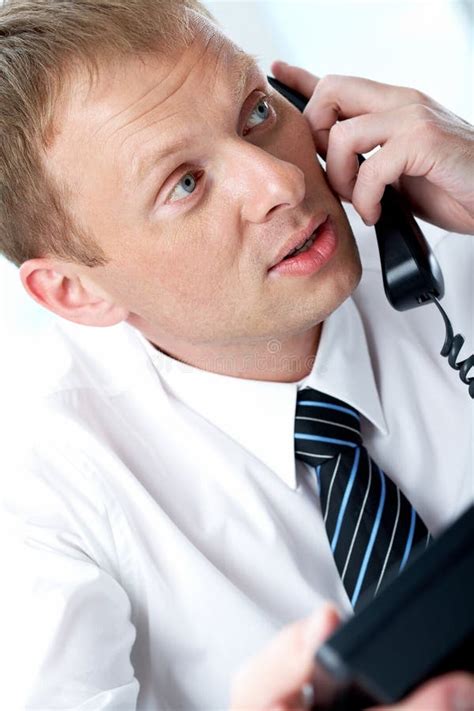 calling man stock photo image  holding leader employee
