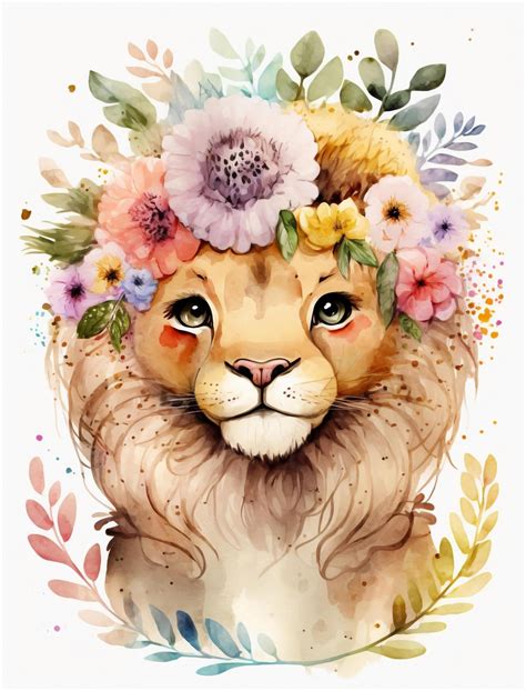 Premium AI Image | Lion watercolor illustration