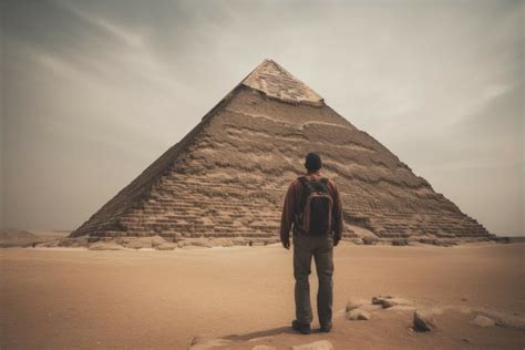 Man pyramid view art. Generate Ai