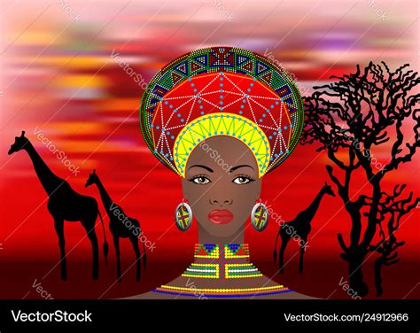 African tribe clothes female zulu bantu portrait Vector Image