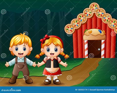 Hansel and Gretel Outside of House Stock Vector - Illustration of green ...