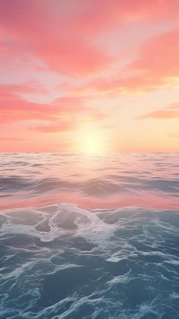 Premium AI Image | a sunset over the ocean with a pink sunset.