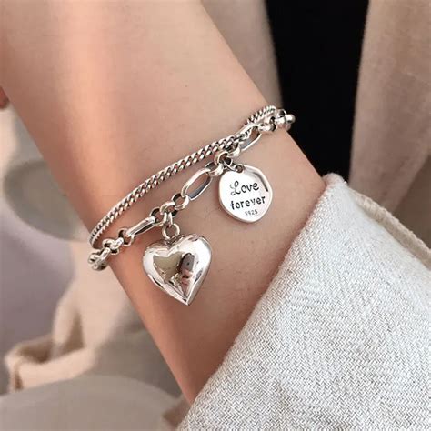 925 Sterling Silver Charms Bracelets For Women Fashion Retro Bracelet ...