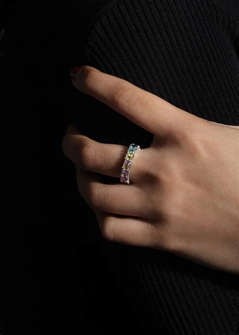 Lark & Berry Rainbow Veto Scarlet Ring with Lab Grown Sapphires