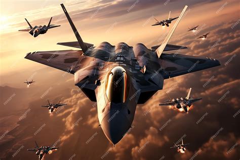 formation  modern fighter jets flying  tight    premium