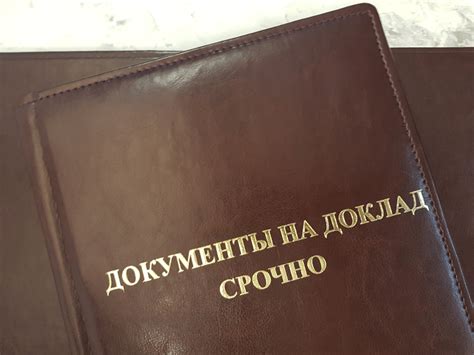 Папка Документы на доклад срочно. коричневая кожаная папка.
