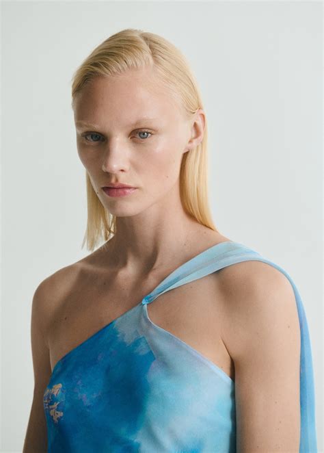 Asymmetrical floral scarf dress - Women | MANGO USA