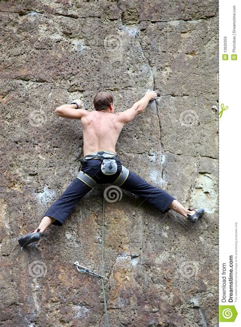 Rock Climber Clinging To the Rock Stock Image - Image of body ...