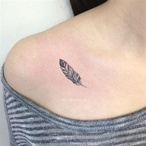 Womens Raylee Small Feather Leaves Temporary Tattoo at MyBodiArt.com