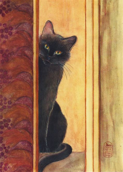 black cat art print   original painting etsy