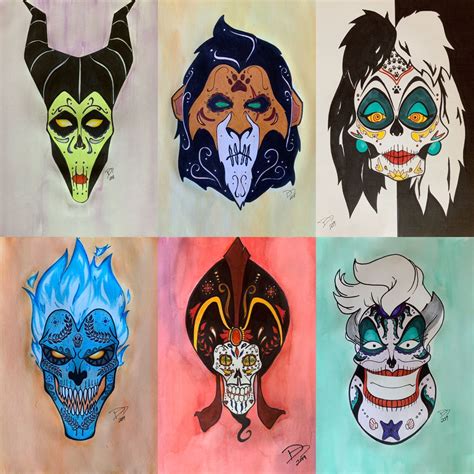 Disney Villain sugar skulls | Villanos de disney, Adornos disney, Arte ...