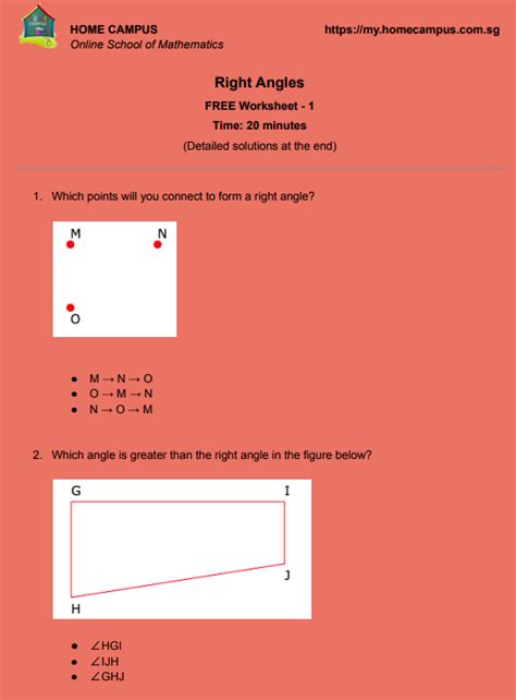 Free PDF Worksheets on Right Angles - Home Campus