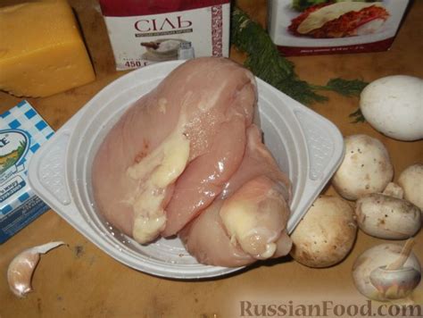 Рецепт: Рулетики из куриной грудки с грибами на RussianFood.com
