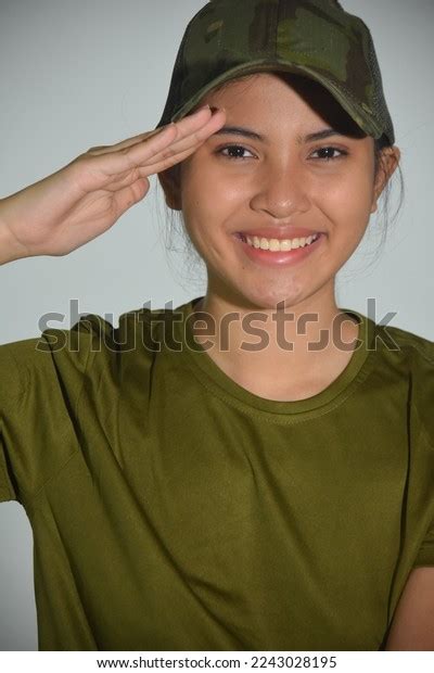Smiling Female Soldier Saluting Stock Photo 2243028195 | Shutterstock