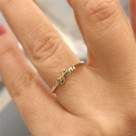 Personalized Tiny Name Ring,Custom Name Ring,Gold Name Ring,Letter Ring,Initial Gold Name Ring ...