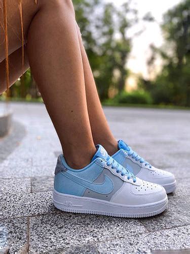Женские кроссовки Nike Air Force Blue голубые кожа демисезонные ...