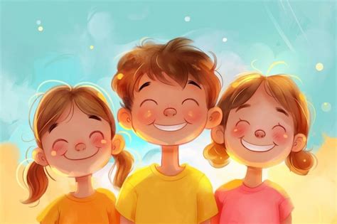 illustration happy kids pictures