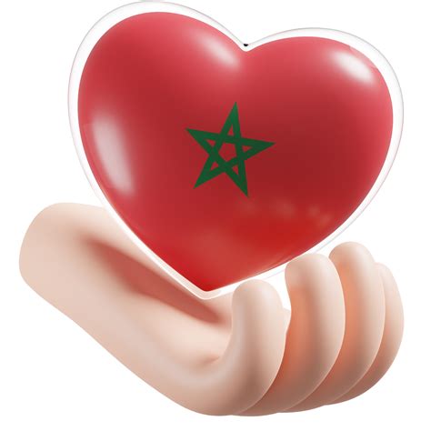 Morocco flag with heart hand care realistic 3d textured 19944193 PNG