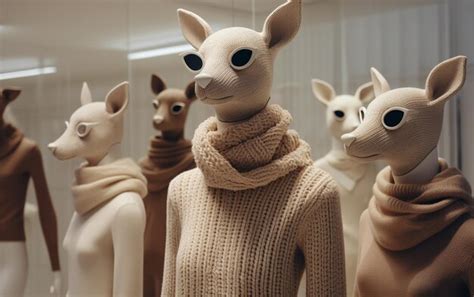 Premium Photo | Animal mannequins with warm modern sweaters and ...
