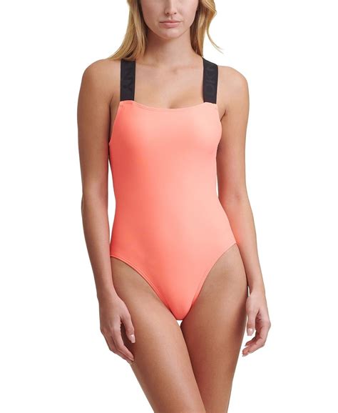 DKNY NEON ATOMIC Logo Strap One Piece Swimsuit, US Small - Walmart.com