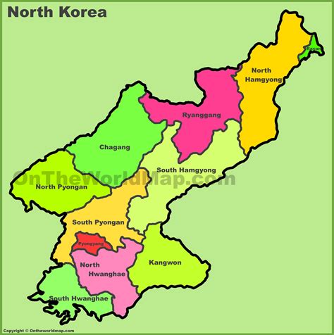 Administrative map of North Korea - Provinces of North Korea