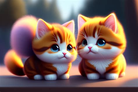 Lexica - Cute and adorable cartoon fluffy baby cat, fantasy, dreamlike ...