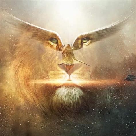 Powerful Lion with Wings Religious Artwork