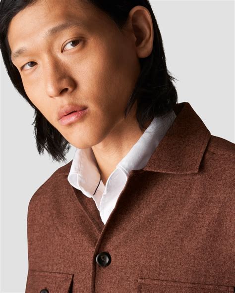 Brown Cotton-Wool-Cashmere Flannel Overshirt - Eton