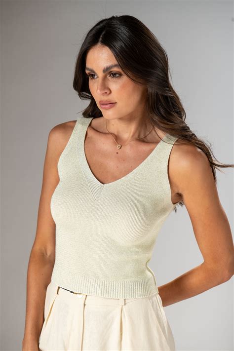 Regata em Tricot Clara Nude Lurex - Clothes and co