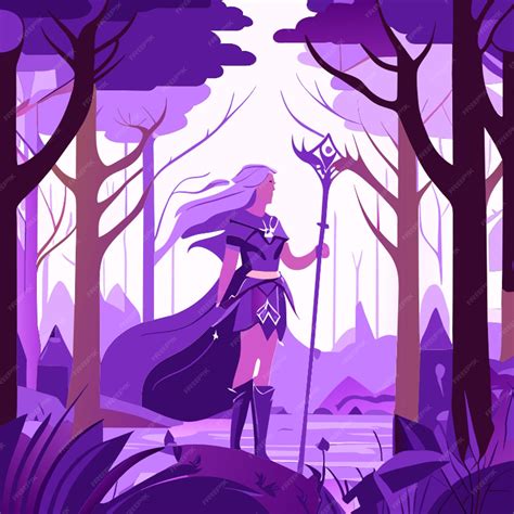 Tall warrior princess with spear in hand and long brown flowing hair