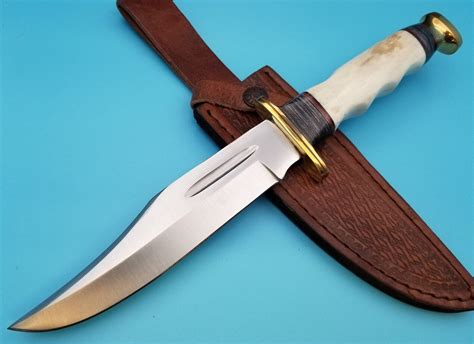 White Bone Handle | Fixed Blade Bowie Hunting Knife