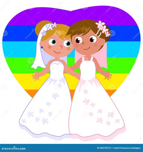 Lesbian Couple Marriage Vector Illustration Stock Vector - Illustration