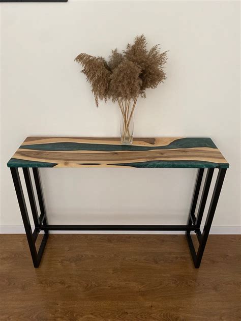Wood Console Table, Live Edge Epoxy Resin Console Table,tv Media