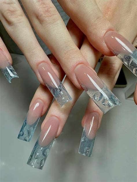 Голубые ногти in 2024 | Punk nails, Transparent nails, Pretty acrylic nails