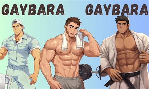 draw muscled gay bara anime couple yaoi gay couple bara illustration