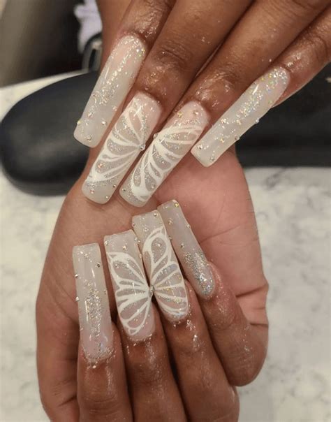 30 Gorgeous Baddie White Nails With Butterflies Ideas