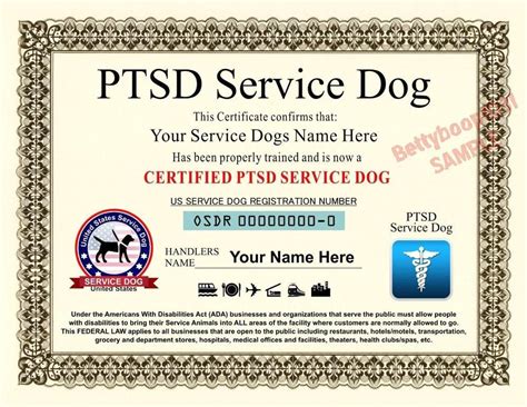 Service Animal Certificate Template | williamson-ga.us