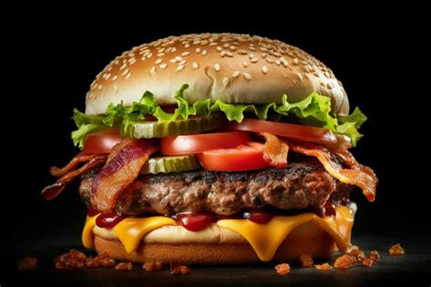 Juicy Burger big juicy burger with bacon and melte 30624791 Stock Photo