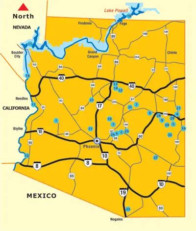 Map Of Arizona Lakes