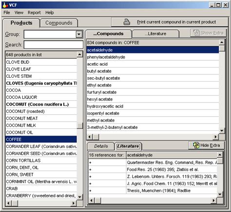VCF 2000 - Volatile Compounds in Food DATABASE