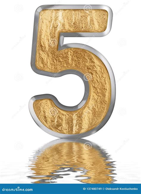 numeral   reflected   water surface isolated  white
