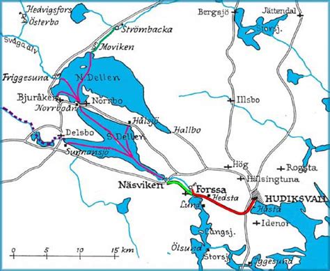 Karta över HJ, Hudiksvalls Järnväg. Map HJ, Hudiksvalls Järnväg